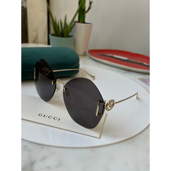 NEW Gucci GG1203S Dark Grey Rimless Sunglasses main image 2
